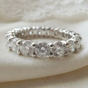 14K White Gold Diamond Eternity Band Ring 4.25ct G-H SI1 Size 8.5
